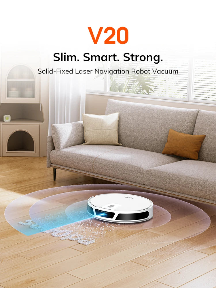ILIFE V20 Robot Vacuum Cleaner, 5000Pa suction, SOF LiDAR Smart Navigation, APP Control, Customizable cleaning, Self charging
