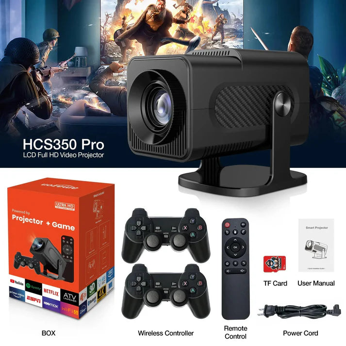 S40MAX Android 11 Gaming Projector 64GB TF Card Wireless Gaming Controller Dual WIFI 1280*720P Home Theater Portable Projector